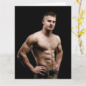 迷彩熱い男のグリーティングカード カード (黄色い花)