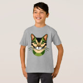 迷彩猫ポートレートキッズティー Tシャツ (正面フル)