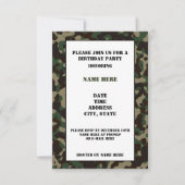 迷彩誕生日パーティーの招待状 招待状 (正面)