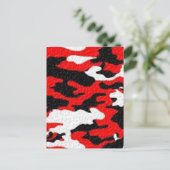 迷彩赤いパターン ポストカード (スタンド正面)