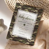 迷彩迷彩柄グリーンボーイ赤ちゃんシャワー 招待状