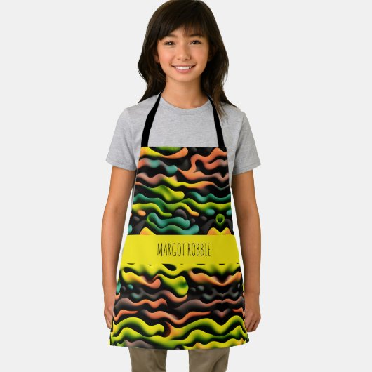 迷彩黄色オレンジパタサイケデリックーン エプロン (インサイチュ)