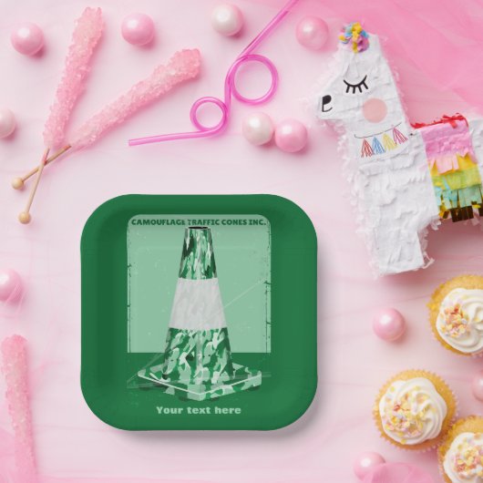 迷彩黄錐おもしろい体円錐形 ペーパープレート (パーティー)