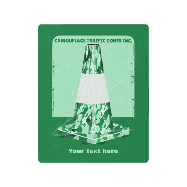 迷彩黄錐おもしろい体円錐形 メタルプリント (正面)