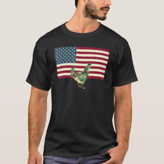 迷彩 アメリカ国旗 カモフラージュ ニワトリ ヴィンテージ ファーム ファーム Tシャツ