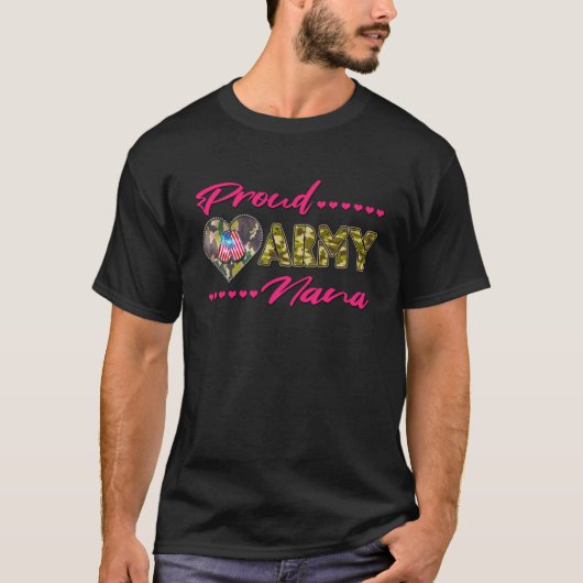 迷彩 アメリカ国旗 ドッグタグ 軍用グッラン ナナ プラウド アーミー Tシャツ (正面)