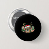 迷彩 クリスマス サンタ 鹿 狩猟シーズン クリスマス休暇 オ 缶バッジ (正面&裏面)