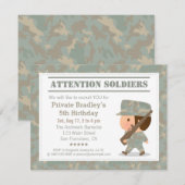 迷彩 軍 モデル 少年 誕生日 パーティー 招待状 (正面/裏面)