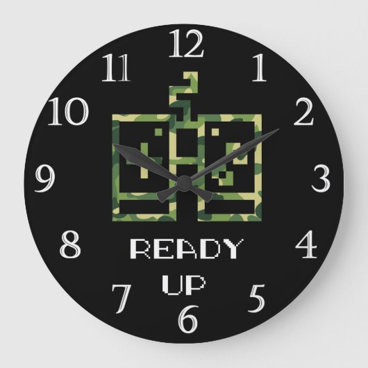 迷彩(迷彩)ビデオゲームコントローラーがゲーマーの準備完了 ラージ壁時計 (正面)