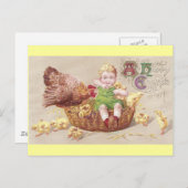 迷惑なヘン&子供いけなヴィンテージイースターカード シーズンポストカード (正面/裏面)