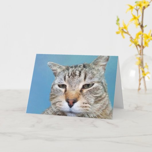 迷惑な猫がん勇気付けられる カード (黄色い花)