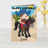 迷路で遊ぼうカウボーイ お誕生日おめでとう カード (黄色い花)