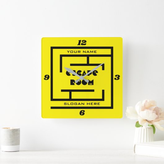 迷路のロゴ付きエスケープルーム角壁時計 スクエア壁時計 (ホーム)