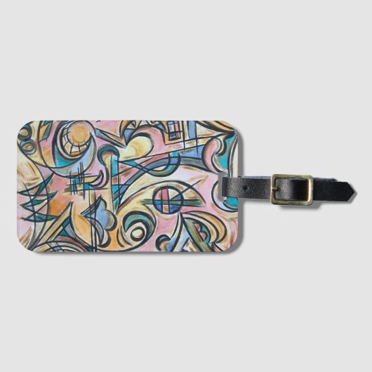 迷路の手の絵を描抽象芸術アートの中で ラゲッジタグ (正面横)