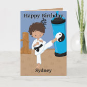 迷路の民族少年空手誕生日 カード (正面)