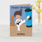 迷路の民族少年空手誕生日 カード (黄色い花)