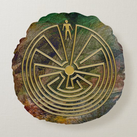 迷路の男の金ゴールド+あなたの背景 ラウンドクッション (正面)