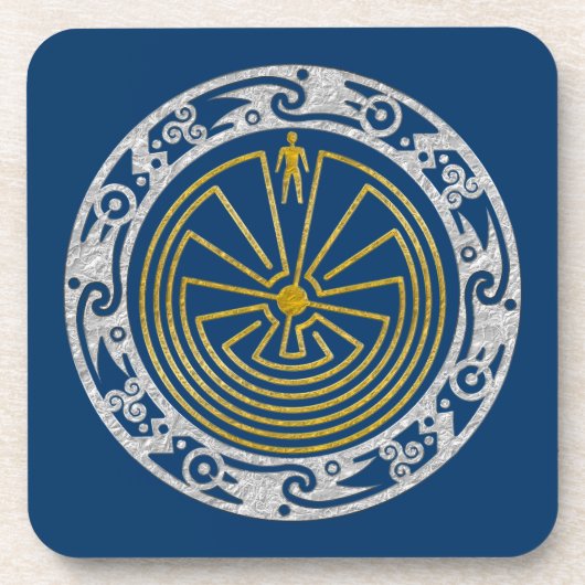 迷路の男 – オーナメント金ゴールドシルバー コースター (正面)