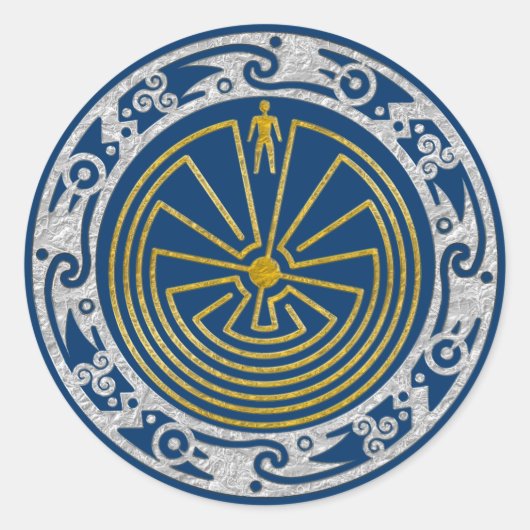 迷路の男 – オーナメント金ゴールドシルバー ラウンドシール (正面)