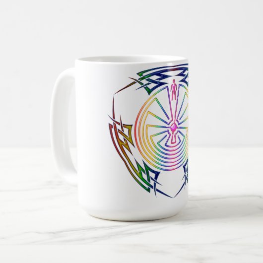 迷路の男 – 部族の入れ墨の色 コーヒーマグカップ (正面左)