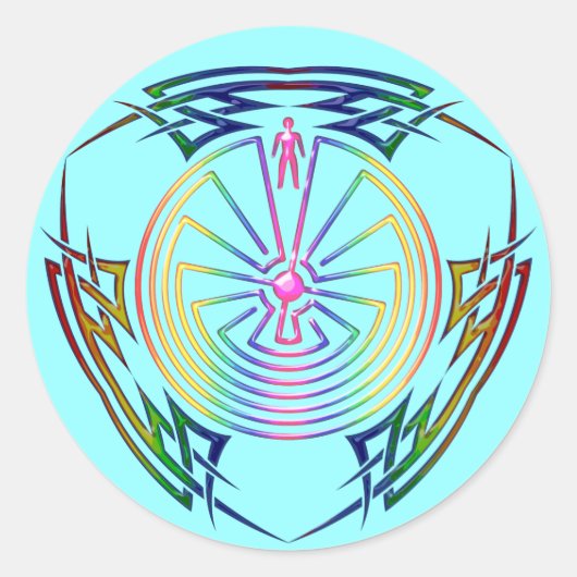 迷路の男 – 部族の入れ墨の色 ラウンドシール (正面)