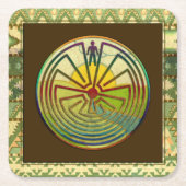 迷路の風景の男+あなたの背景 スクエアペーパーコースター (正面)