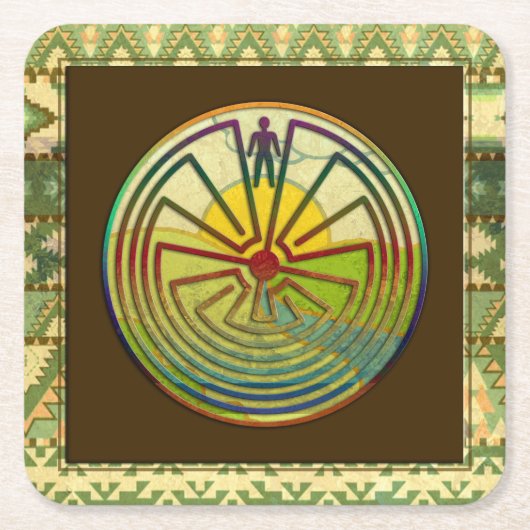 迷路の風景の男+あなたの背景 スクエアペーパーコースター (正面)