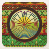 迷路の風景の男+あなたの背景 スクエアペーパーコースター (正面)