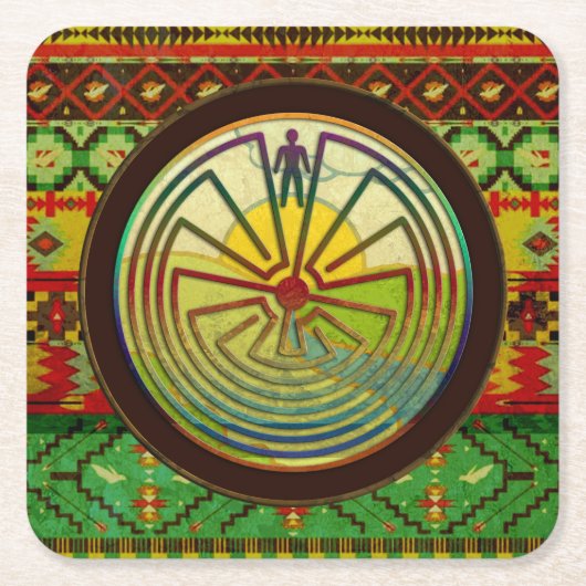 迷路の風景の男+あなたの背景 スクエアペーパーコースター (正面)