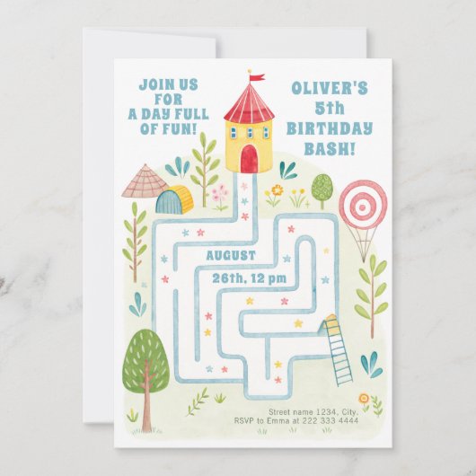 迷路よくはしゃぐ城誕生会 招待状 (正面)