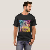 迷路アート – 明るく鮮やか迷路カラフル Tシャツ (正面フル)