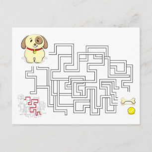 迷路ゲーム 犬とボール ポストカード