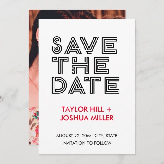 迷路タイポグラフィ写真の保存日付 案内状 (正面/裏面)