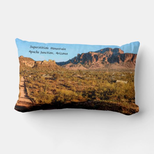 迷路マウンテンアリゾナ砂漠ダートロード ランバークッション (裏面)