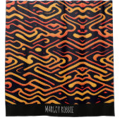 迷路ログラスミスティックオレンジ幾何学パターン シャワーカーテン (正面)