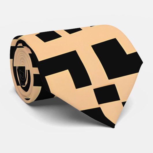 迷路ログラスモノクロベージュパターン ネクタイ (ロール)