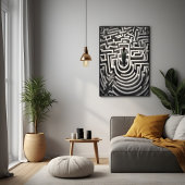 迷路失った抽象芸術白黒美術 ポスター