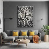 迷路失った抽象芸術白黒美術 ポスター