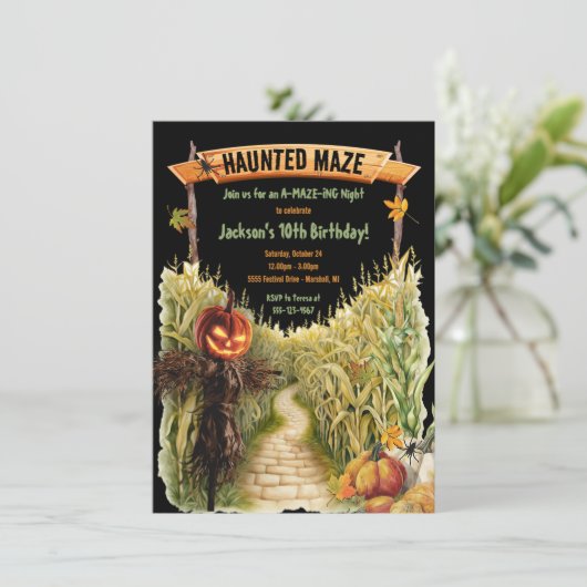 迷路幽霊のよく出るハロウィーン秋誕生日パーティー 招待状 (スタンド正面)
