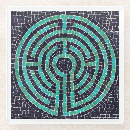 迷路IIIガラスコアスター – ホワイト ガラスコースター (正面)