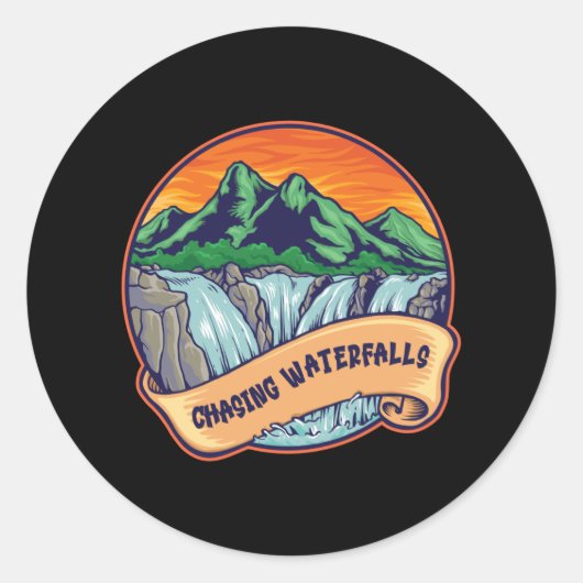 追いかける滝ハイキングアウトドア登山 ラウンドシール (正面)