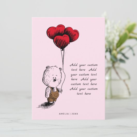 追加あなたのカスタム文字テディベアvalentines day シーズンカード (スタンド正面)