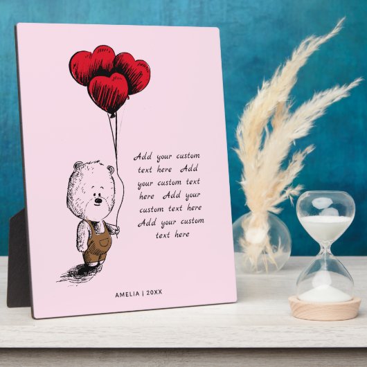 追加あなたのカスタム文字テディベアvalentines day フォトプラーク (側面)