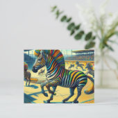 追加おもしろいレッグスケートボード付きゼブラ ポストカード (スタンド正面)