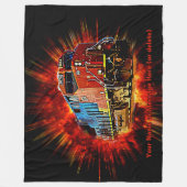 追加の名前文字ディーゼル機関車列車バースト フリースブランケット (正面)