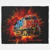 追加の名前文字ディーゼル機関車列車バースト フリースブランケット (正面(横))