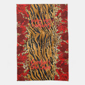 追加の名前文字彼女はトラのストライプ花を流した キッチンタオル (縦)