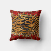 追加の名前文字彼女はトラのストライプ花を流した クッション (裏面)