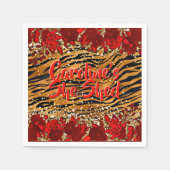 追加の名前文字彼女はトラのストライプ花を流した スタンダードカクテルナプキン (正面)