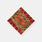 追加の名前文字彼女はトラのストライプ花を流した スタンダードカクテルナプキン (角)